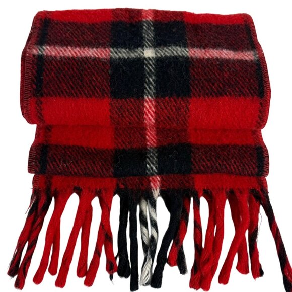 Classic Red Black Plaid Scarf Winter Classic VTG Fringe Unisex Adults Hygroton - Picture 1 of 9
